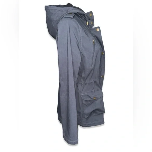 EDEN SOCIETY Holly Contrast Hood Cargo Jacket blue/gray size medium coat - Picture 7 of 13